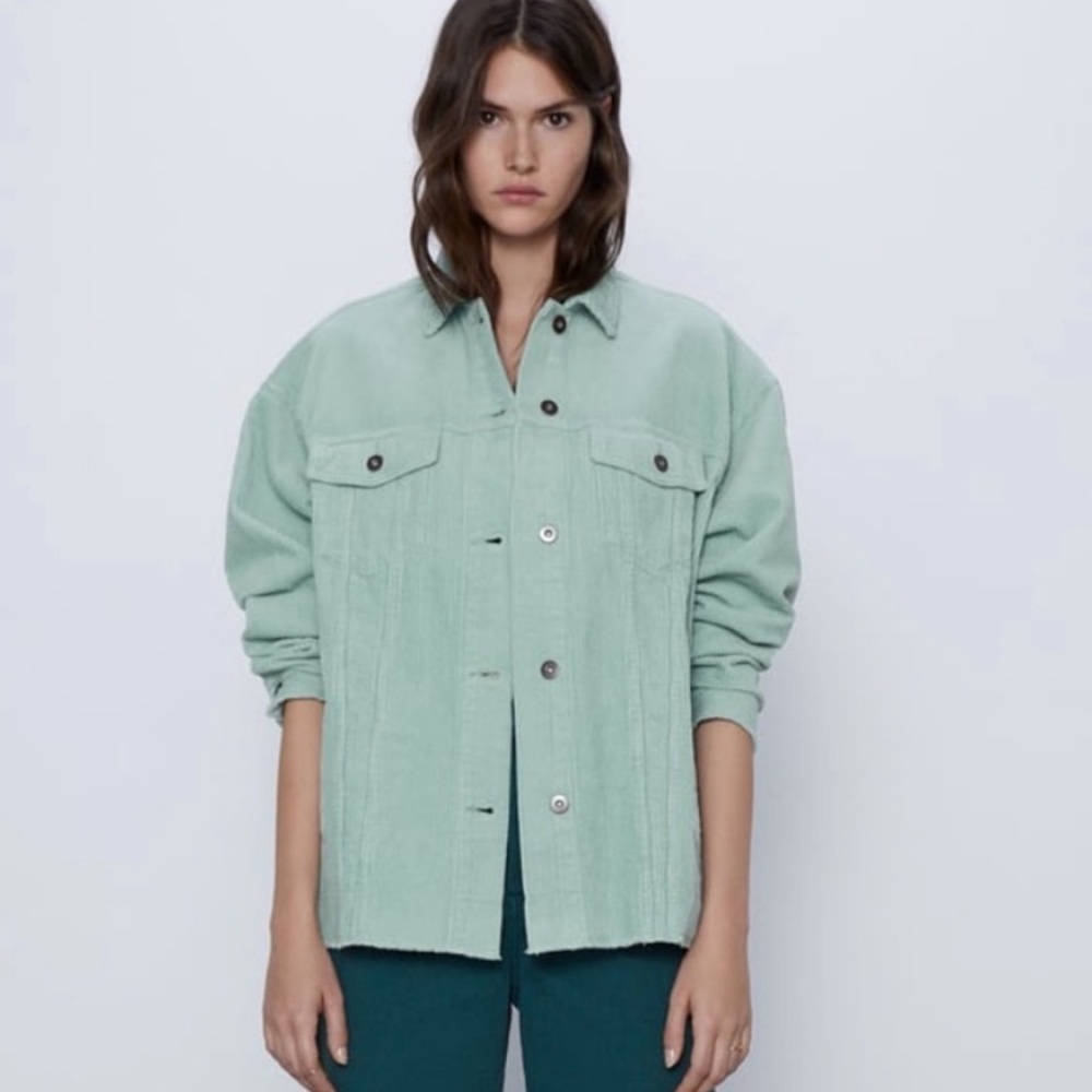 Zara Teal Green Corduroy Jacket Size S